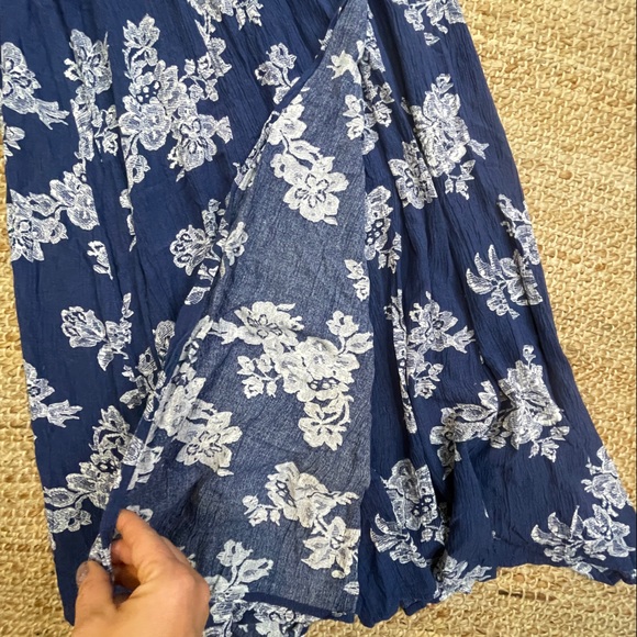 Blissful Breeze Navy Blue Floral Print Faux Wrap Maxi Dress - Picture 6 of 10